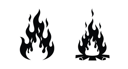 Two black flame designs with wood a striking silhouette © Lhvect02