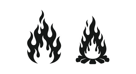 Two black flame designs with intricate shapes a striking silhouette © Lhvect02