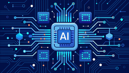 Advanced artificial intelligence network with interconnected digital components and circuits Vector