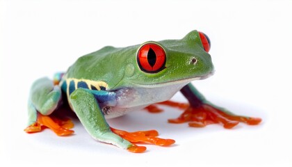 Red-eyed tree frog on white background, red-eyed tree frog 3