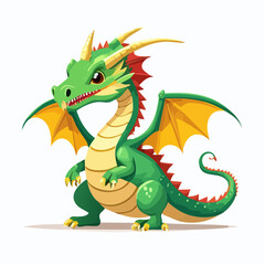 Obraz premium Dragon fantastique vert – illustration cartoon pour projets créatifs