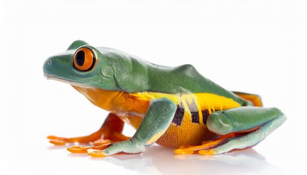 Rhacophorus margaritifer isolated on white background, Java flying frog closeup 6