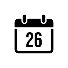 Black calendar with the number 26 white date