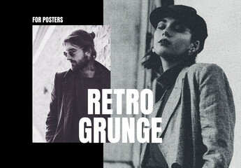 Retro Grunge Poster Photo Effect Mockup