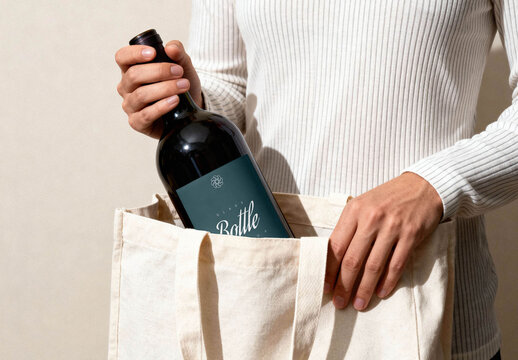 Red Wine Bottle Mockup