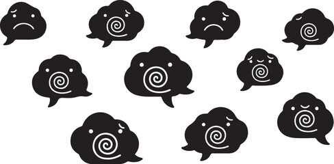 Cute Snail Silhouette Icons Minimal Black Cartoon Collection © MD. MASUD R ANA