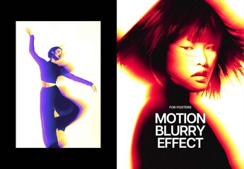 Motion Blurry Poster Photo Effect Mockup