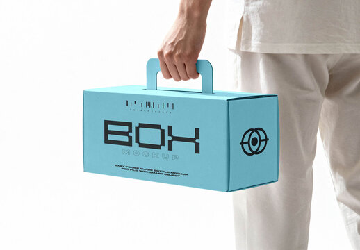Cardboard Handle Box Mockup