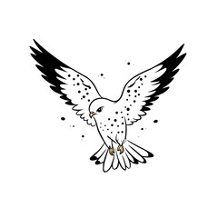 Obraz premium Kestrel. Kestrel simple black and white line art vector logo