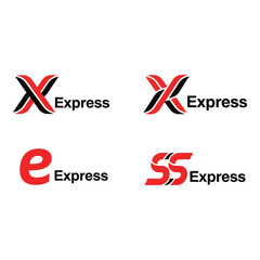 Variations of Express logos with red and black color schemes on white background icon