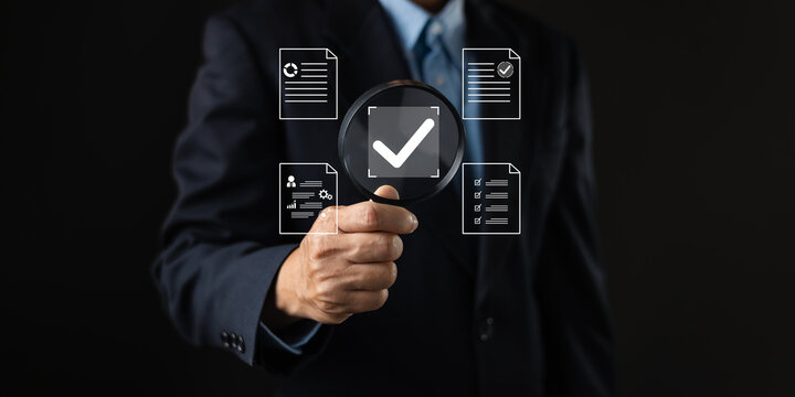Close up of digital checklist for industrial standards high resolution photo
