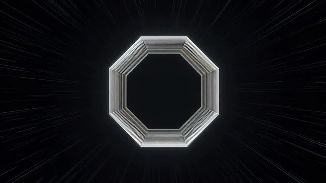 Concentric octagonal lines forming a geometric pattern on black background