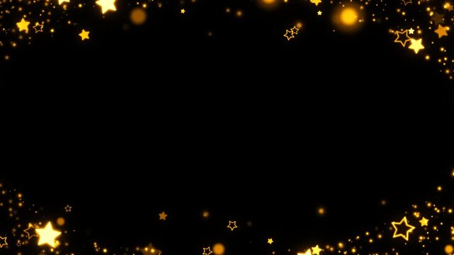 星の光がきらめく幻想的フレーム背景 ループアニメーション（金色）