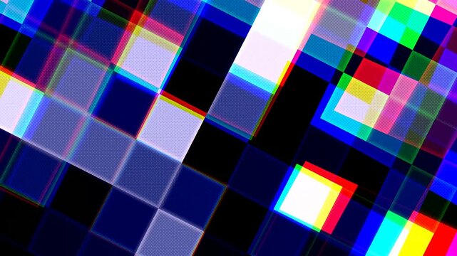Geometric Digital Shapes Intersecting Vibrant Screen Chromatic Aberration Effect