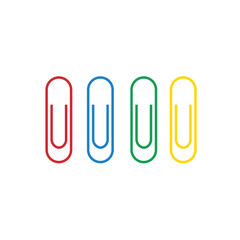 A set of colorful paper clips on a white background