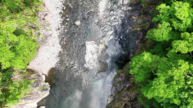 Top Down View | Crystal Clear River | Rocks | Nature - 4K Aerial Video

