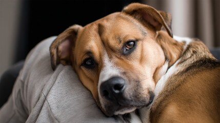 Obraz premium Calm Dog Resting on a Cozy Couch with a Relaxed Expression