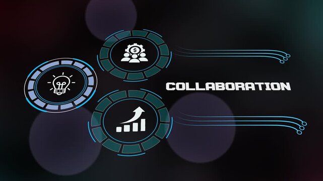 Professional teamwork and Collaboration concept featuring partnership icons and group synergy symbols for collective business achievement.