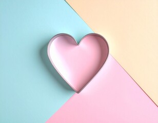 Minimal Pastel Concept of Heart-Shaped Paper Clip