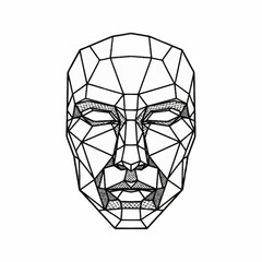 Geometric Human Face Wireframe Abstract Art.