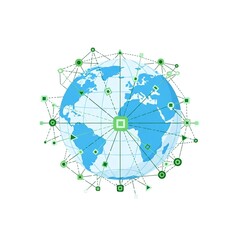Obraz premium Global Network Connections Earth Map.