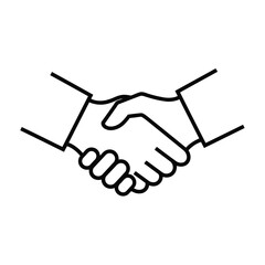 Fototapeta premium Two hands clasped in handshake symbolizing partnership and agreement in a simple line illustration