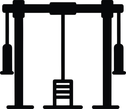 cable triceps pushdown machine silhouette vector art illustration, black and white design