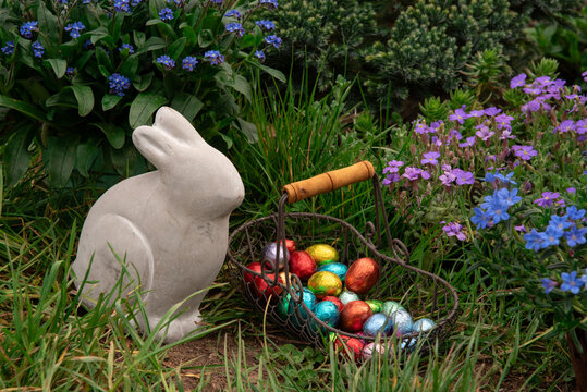 Easter eggs hunt composition