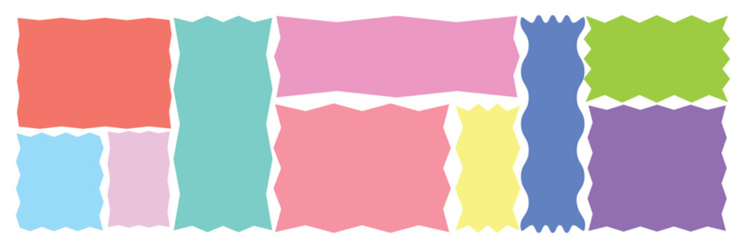 Set of colorfull fabric zigzag edge collection.