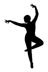Graceful ballerina silhouette performing an elegant arabesque dance pose vector illustration © Avijit