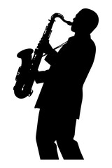 Naklejka premium Dynamic vector illustration of a musician playing the saxophone in silhouette