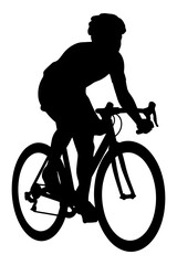 Obraz premium Silhouette vector illustration of a competitive cyclist riding a road bicycle fast