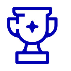 Obraz premium Blue trophy cup neon line art icon on black background, simple award symbol for winner achievement and sports competition app