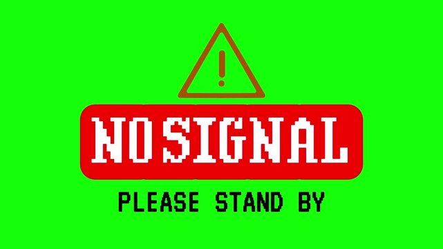 No signal broadcast error with warning symbol for loss of transmission. Suitable for illustrating technical difficulties in communication.