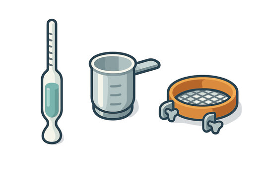 Home brewing equipment set with hydrometer measuring cup and filter sieve