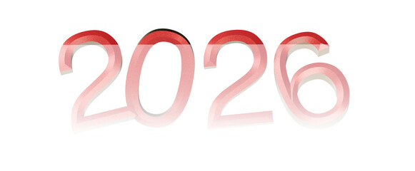 2026 Illustration isolated on white, perfect for new year greetings, invitations, and design projects. Ready for calenda © vegefox.com