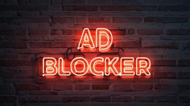 Neon sign of "Ad blocker".