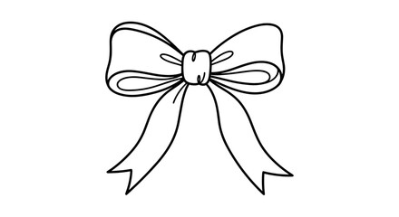 Elegant bow brooch illustration isolated on a white background, featuring intricate line art with graceful curves and a minimalist design