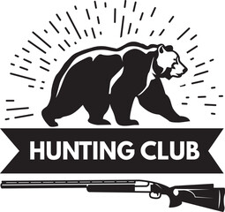 Obraz premium Hunting club retro symbol. Bear hunt logo