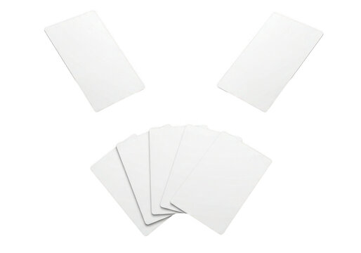 Blank playing cards isolated on transparent background for design and gaming