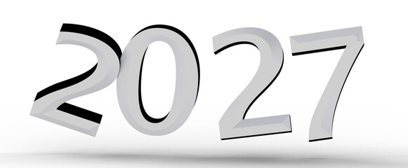 3D render of the year 2027 in a stylish design perfect for new year greetings and future vision concepts. Ideal for cele © vegefox.com