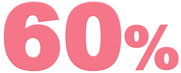3D素材_数字_60%_ピンク