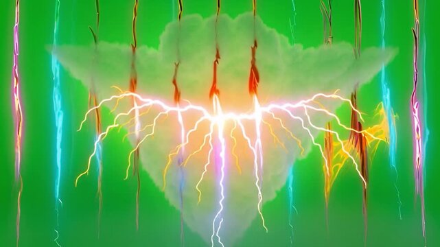 Vibrant Abstract Background with Colorful Stripes and Light Effects in Bright Green and Blue Tones