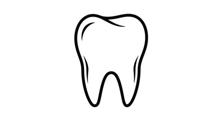 Obraz premium Simple black outline of a human tooth isolated on a white background