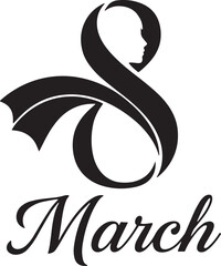 Fototapeta premium A stylized, black and white logo featuring a stylized woman's silhouette with a ribbon, set against a white background.