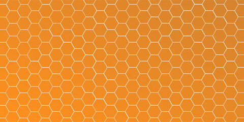 Seamless pattern with orange honeycomb, hexagon repeat background simple design modern