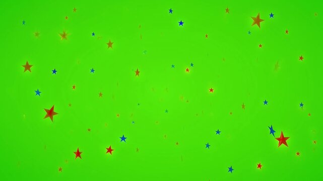 Colorful Stars with Green Background Perfect for Celebrations and Festive Occasions