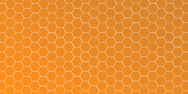 Seamless pattern with orange honeycomb, hexagon repeat background simple design modern