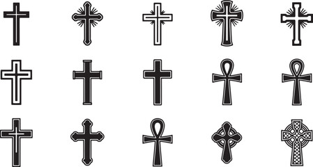 A collection of crosses in various styles and orientations.