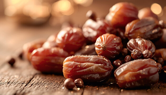 dates on wooden background
